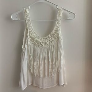 White Fringe LA Hearts tank
